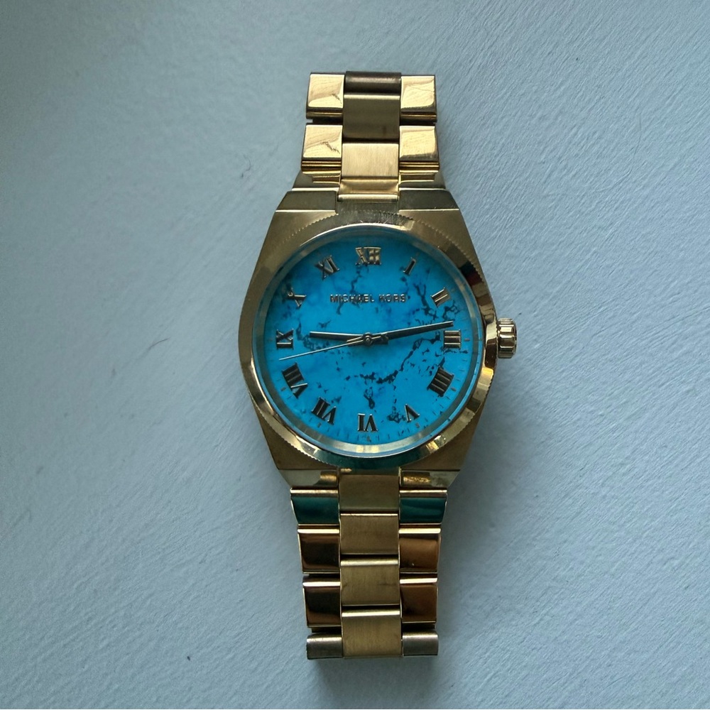 Michael Kors Channing Gold Watch with Turquoise Dial
